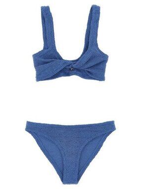 Hunza G Juno Crinkle Twist Two-Piece Swimsuit in Cornflower Blue